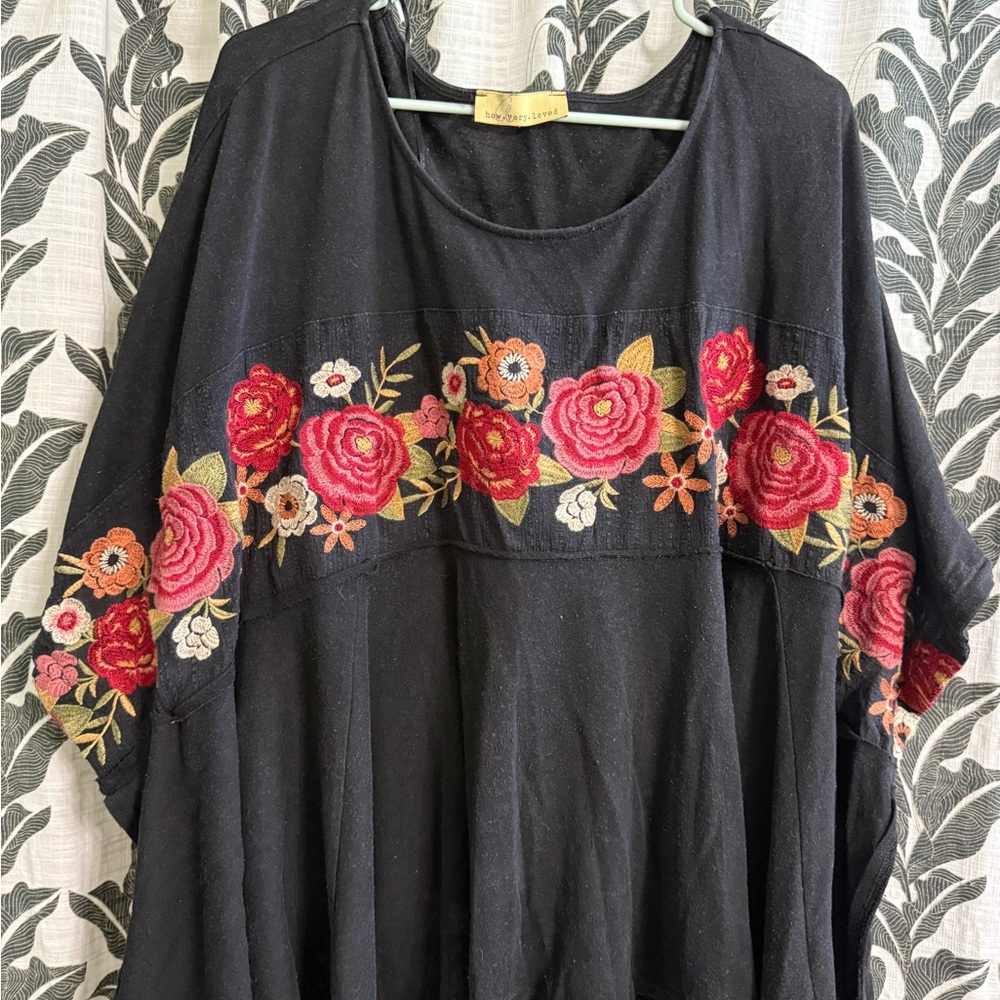 Black and Red Embellished Tunic Shirt